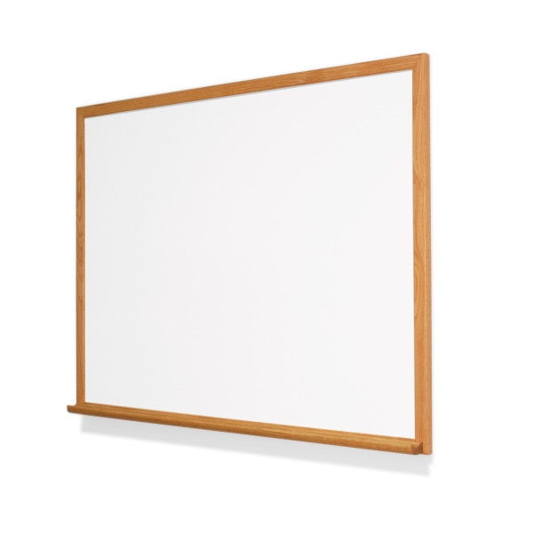 Whiteboard w red oak frame & tray